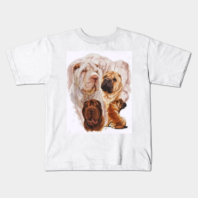 Chinese Shar Pei Medley Kids T-Shirt by BarbBarcikKeith